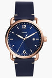 Fossil The Commuter Blue Dial Blue Leather Strap Watch for Men - FS5274