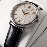 IWC Portofino Automatic White Dial Black Leather Strap Watch for Men - IW356517