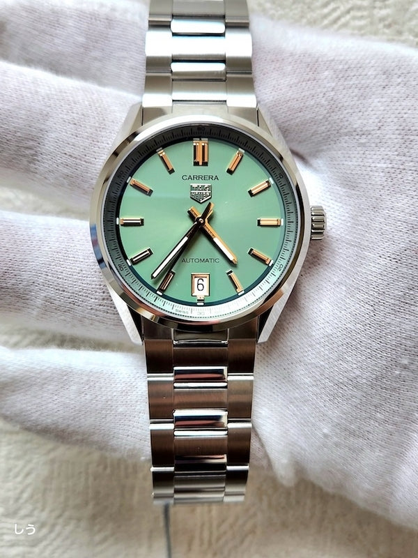 Tag Heuer Carrera Date Automatic 18K Green Dial Silver Steel Strap