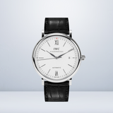 IWC Portofino Automatic White Dial Black Leather Strap Watch for Men - IW356501