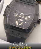 Guess Phoenix Multifunction Black Dial Grey Silicone Strap Watch For Men - GW0203G9