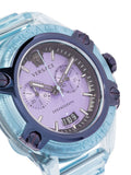 Versace Icon Active Chronograph Purple Dial Blue Silicone Strap Watch For Men - VEZ701523