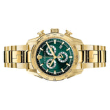 Versace V-Ray Chronograph Quartz Green Dial Gold Steel Strap Watch For Men - VE2I00621