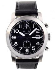 Marc Jacobs Larry Chronograph Black Dial Black Leather Strap Watch for Men - MBM5033