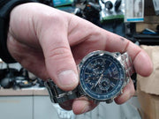 Guess Horizon Chronograph Quartz Blue Dial Silver Steel Strap Watch for Men - W0379G3