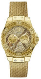 Guess Limelight Quartz Gold Dial  Gold Leather Strap Watch For Women - W0775L13