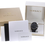Versace V-Ray Chronograph Quartz Blue Dial Black Leather Strap Watch For Men - VEDB00418