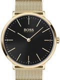 Hugo Boss Horizon Quartz Black Dial Gold Mesh Bracelet Watch For Men - HB1513735