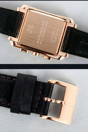Burberry Heritage Chronograph Square Grey Dial Brown Leather Strap Watch for Men - BU1566