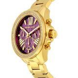 Michael Kors Wren Purple Dial Gold Steel Strap Watch for Women - MK6290