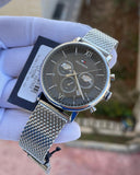 Tommy Hilfiger Evan Grey Dial Silver Mesh Bracelet Watch for Men - 1710396
