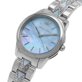 Michael Kors Runway Mercer Quartz Mother of Pearl Blue Dial Silver Steel Strap Watch For Women - MK6857