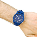 Armani Exchange Outerbanks Chronograph Blue Dial Blue Silicone Strap Watch For Men - AX1327