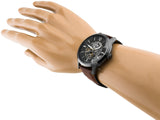 Fossil Townsman Automatic Skeleton Black Dial Brown Leather Strap Watch for Men - ME3181