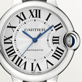 Cartier Ballon Bleu De Cartier Silver Dial Black Leather Strap Watch for Women - WSBB0028