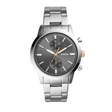 Fossil Townsman Chronograph Grey Dial Silver Steel Strap Watch for Men - FS5407