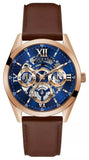 Guess Tailor Analog Blue Dial Brown Leather Strap Watch for Men - GW0389G3