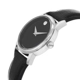 Movado Museum Black Dial Black Leather Strap Watch For Women - 2100004