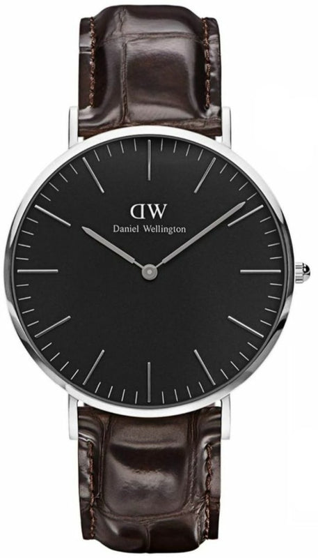 Daniel Wellington Classic York Black Dial Brown Leather Strap Watch For Men - DW00100134