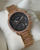 Fossil Neutra Chronograph Mother of Pearl Brown Dial Rose Gold Steel Strap Watch for Women - ES5218