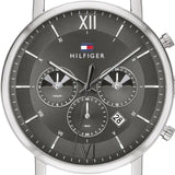 Tommy Hilfiger Evan Grey Dial Silver Mesh Bracelet Watch for Men - 1710396