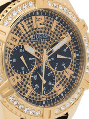 Guess Frontier Crystals Black Dial Black Silicone Strap Watch For Men - W1132G1