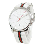 Gucci G Timeless Quartz White DIal White NATO Strap Watch For Men - YA126322