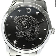Gucci G Timeless Diamonds Black Dial Silver Steel Strap Watch For Women - YA1264125