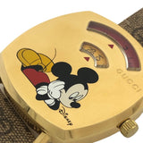 Gucci Grip Disney Mickey Mouse Gold Dial Brown Leather Strap Watch For Women - YA157420