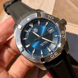 Tag Heuer Aquaracer Quartz Blue Dial Black Rubber Strap Watch for Men - WAY1112.FT8021