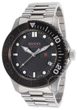 Gucci G Timeless Black Dial Silver Steel Strap Watch For Men - YA126249