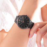 Calvin Klein Minimal Black Dial Black Mesh Bracelet Watch for Women - K3M23421