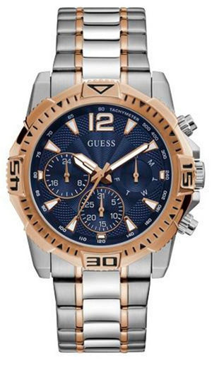 Guess Commander Chronograph Blue Dial Two Tone Steel Strap Watch for Men - GW0056G5