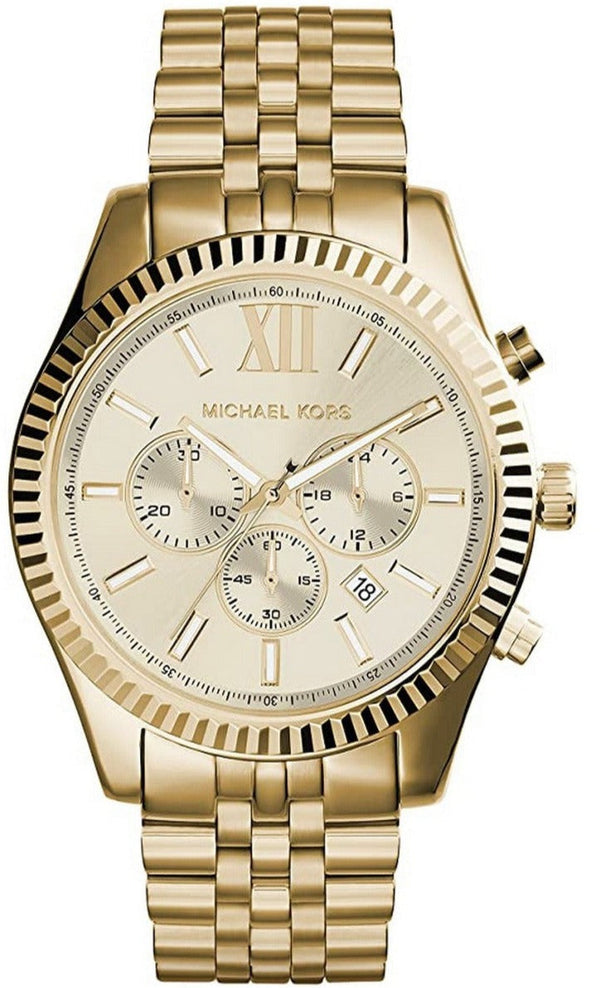 Michael Kors Lexington Gold Dial Gold Steel Strap Watch for Men - MK8281