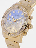 Guess Confetti Diamonds Gold Dial Gold Steel Strap Watch for Women - W0774L2