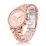 Michael Kors Ritz Chronograph Rose Gold Dial Rose Gold Steel Strap Watch For Women - MK7223