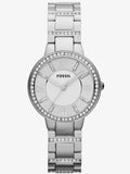 Fossil Virginia Silver Dial Silver Steel Strap Watch for Women - ES3282