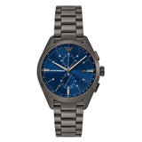 Emporio Armani Chronograph Quartz Blue Dial Grey Steel Strap Watch For Men - AR11481