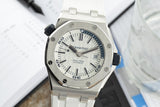 Audemars Piguet Royal Oak Offshore Diver White Dial White Rubber Strap Watch for Men - 15710ST.OO.A010CA.01