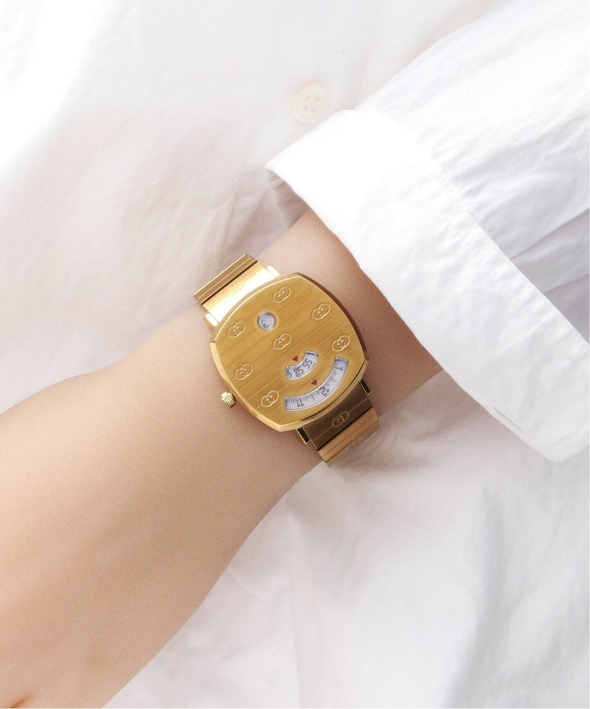 Gucci Grip Yellow Gold Dial Yellow Gold Steel Strap Unisex Watch