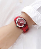 Gucci Sync Quartz Red Dial Red Rubber Strap Watch For Women - YA137303