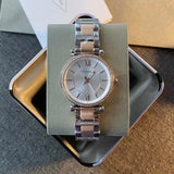 Fossil Carlie Silver Dial Two Tone Steel Strap Watch for Women - ES4342