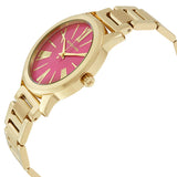 Michael Kors Hartman Quartz Pink Dial Gold Steel Strap Watch For Women - MK3520