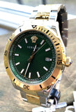 Versace Hellenyium Quartz Green Dial Two Tone Steel Strap Watch For Men - VE3A00720