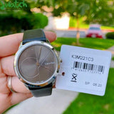 Calvin Klein Minimal Grey Dial Black Leather Strap Watch for Men - K3M221C3