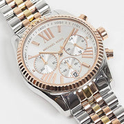 Michael Kors Lexington Chronograph Silver Dial Two Tone Steel Strap Watch for Women - MK5735