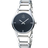 Calvin Klein Stately Black Dial Silver Steel Strap Watch for Women - K3G2312S