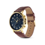 Tommy Hilfiger Daniel Blue Dial Brown Leather Strap Watch for Men - 1710380