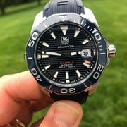 Tag Heuer Aquaracer Calibre 5 Blue Dial Blue Silicone Strap Watch for Men -  WAY211C.FT6155
