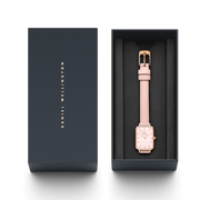 Daniel Wellington Quadro Pressed Mother of Pearl Pink Dial Pink Leather Strap Watch For Women - DW00100508
